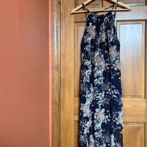 Navy blue floral dress with strappy back!